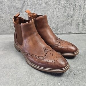 Florsheim Chelsea Brown Leather Wingtip Pull On Ankle Boots Mens Size 8 M
